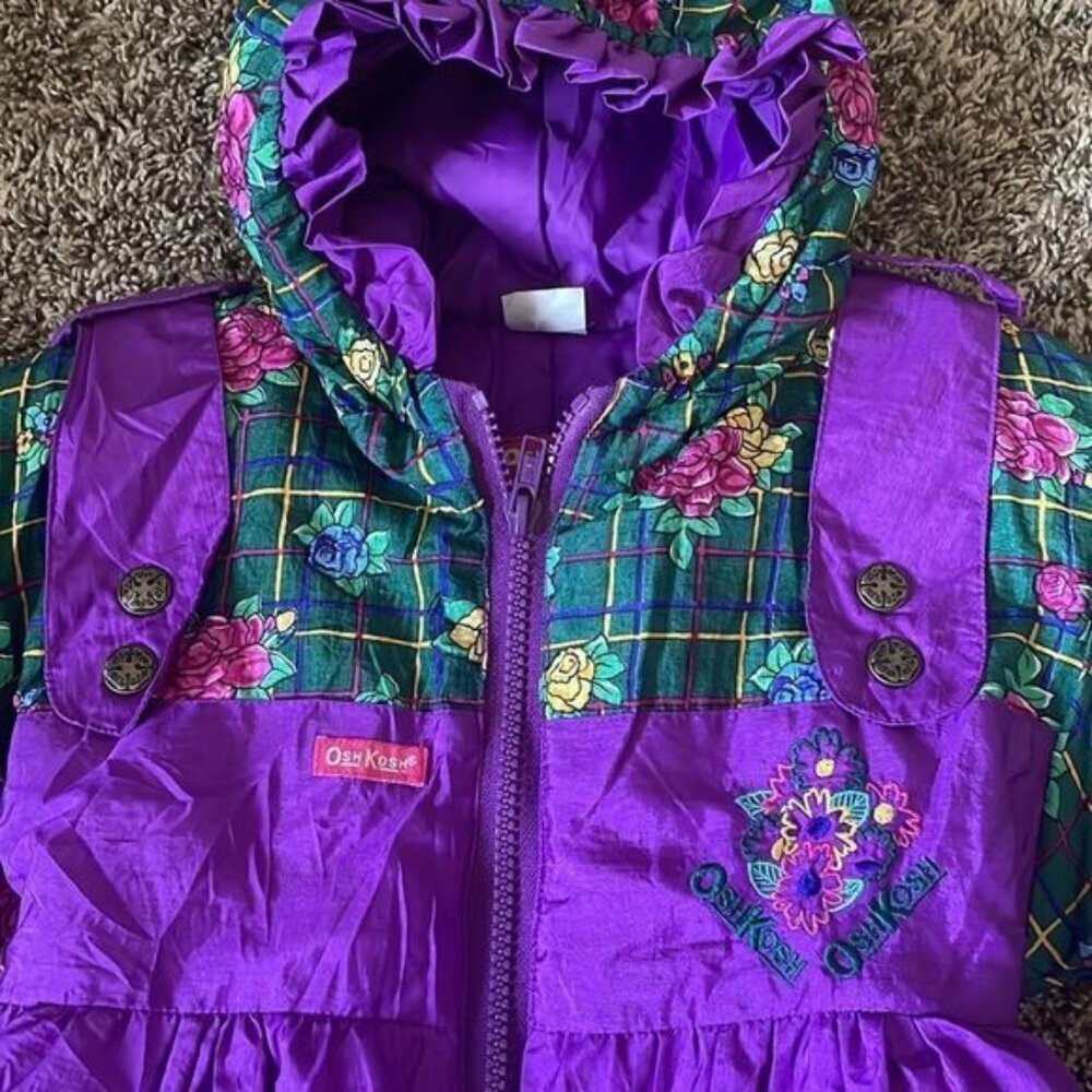 Vintage Oshkosh B'gosh Baby Girl Snowsuit One Piece Bunting 12 Months - Picture 4 of 14